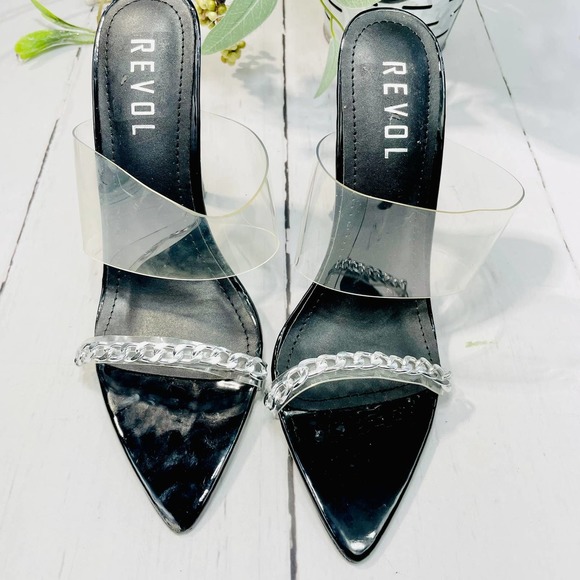 REVOL Trevor-Sc Clear Pointed Toe Pumps Transparent Strap Women Size 6 - Picture 2 of 14